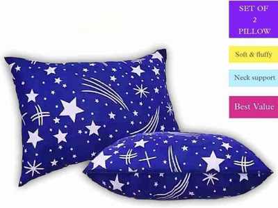 LIPONOS Polyester Fibre Sleeping Pillow Pack of 2 Solid LUXURY(Blue)
