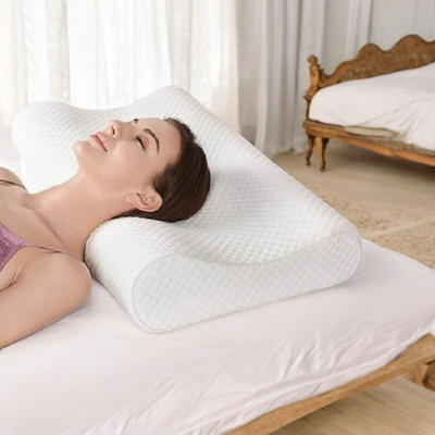 zaiko Cervical Orthopedic Memory Foam Solid Travel Pillow Pack of 1(White)