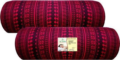ACTOS Round Microfibre Geometric Bolster Pack of 2(Maroon, Black)