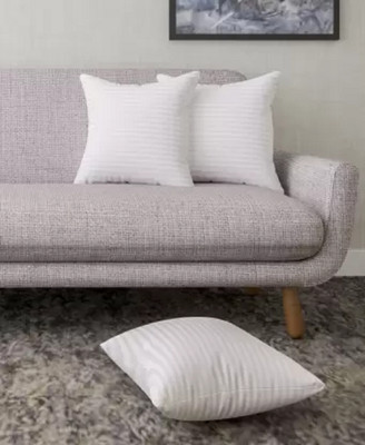 VLYSIUM PERFECT SLEEPER sofa pillows 40cm*40cm cushion fillers for sofa pillows (16x16 cm) Polyester Fibre Stripes Cushion Pack of 3(White)