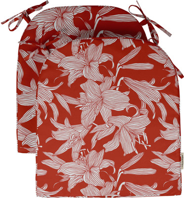 Vargottam Foam Floral Chair Pad Pack of 2(Red1)