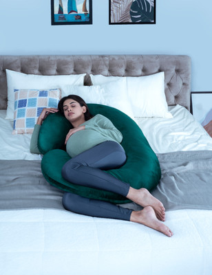 Wakefit C-Shape Microfibre Solid Pregnancy Pillow Pack of 1(Peacock Green)