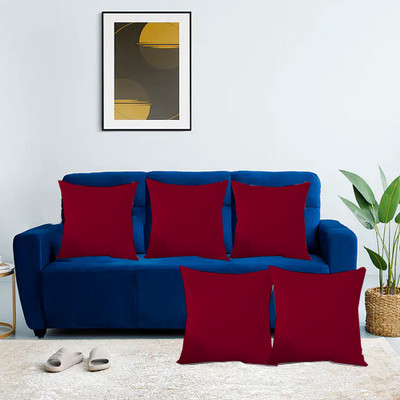 Bhumi Impex Decorative Cushion Microfibre Solid Cushion Pack of 5(Burgundy)