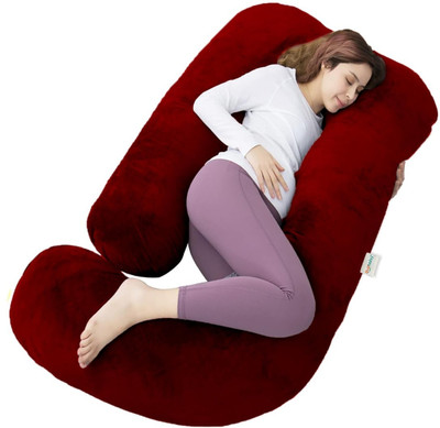 Mojo J SHAPE Microfibre Solid Pregnancy Pillow Pack of 1(Maroon)