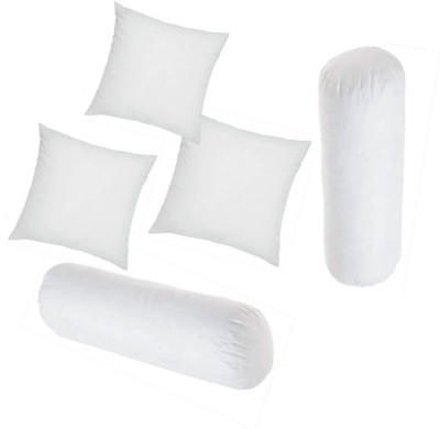GTX Microfibre Bolster Pack of 5 Solid Set of 2 Bolster & 3(White)