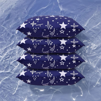 SOFT SNOOZE Luxury Microfibre Abstract Sleeping Pillow Pack of 4(Blue)