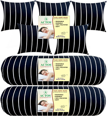 ACTOS Microfibre Geometric Bolster Pack of 7(Black, White)