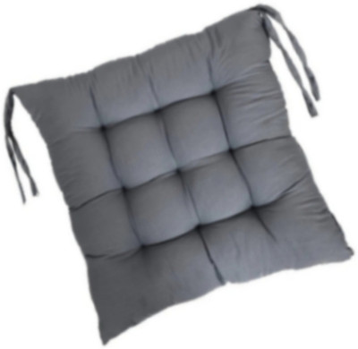 El Sandalo Microfibre Chair Pad Pack of 1 Solid(Grey)