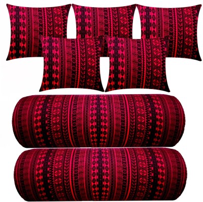 Swikon star Microfibre Geometric Bolster Pack of 7(Maroon)