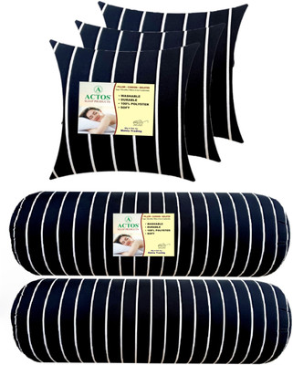 ACTOS 3 Cushion And 2 Microfibre Geometric Bolster Pack of 5(Black)