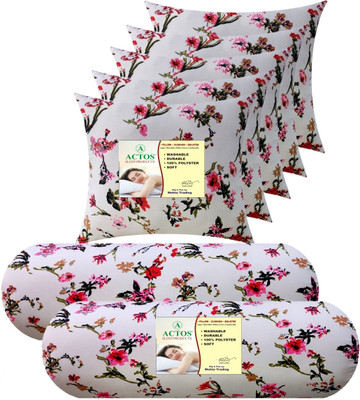 ACTOS Microfibre Bolster Pack of 7 Floral(White)