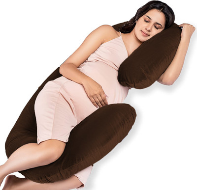 Daddy Cool Full Body C Shaped velvet Microfibre Solid Pregnancy Pillow Pack of 1(Brown)
