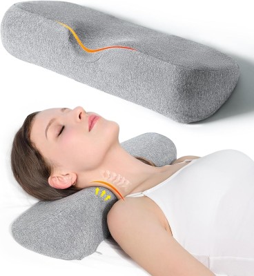 MOHAK Cervical Neck PIllow Memory Foam Solid Sleeping Pillow Pack of 1(Grey)