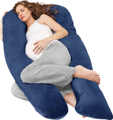 maatrikaa Microfibre Pregnancy Pillow Pack of 1 Solid U-Shaped Full Body Maternity Pillow for Back, Hip & Belly Support, Velvet Cover(Blue)