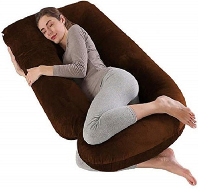 ANVANSA ultra soft j shaped pillow Polyester Fibre, Microfibre Solid Pregnancy Pillow Pack of 1(Brown)