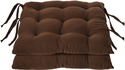 KUBER INDUSTRIES Microfibre Solid Chair Pad Pack of 2(Brown)