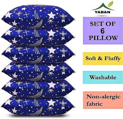 YABAN LUXURY Polyester Fibre Abstract, Floral Sleeping Pillow Pack of 6(Blue)