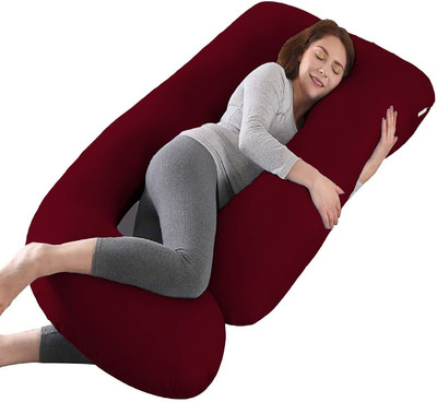 OZLY ultra soft j shaped pillow Microfibre, Polyester Fibre Solid Pregnancy Pillow Pack of 1(Maroon)