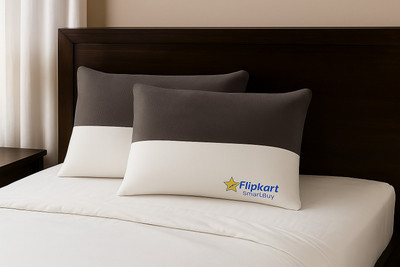 Flipkart SmartBuy Cloud Spun 16x24 Inch Microfibre Geometric Sleeping Pillow Pack of 2(White-Grey)
