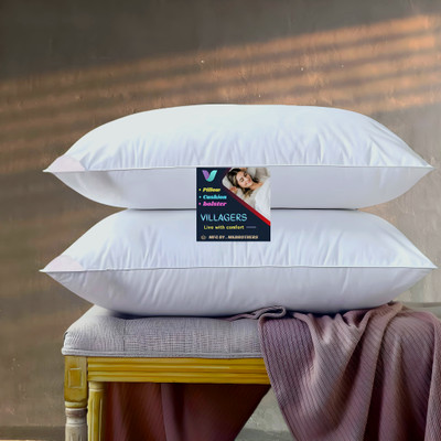 VILLAGERS LUXURY Polyester Fibre Abstract Sleeping Pillow Pack of 2(White)
