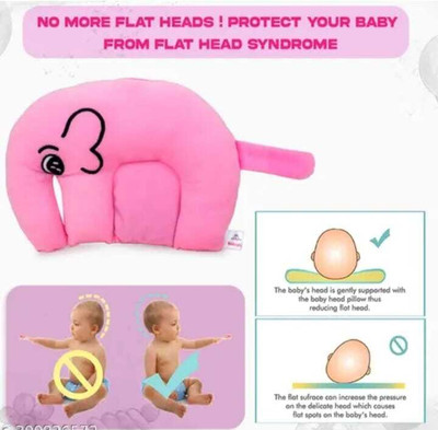 BABYCOOL Cotton Baby Pillow Pack of 1 Smiley ELEPANT DESIGN U SHAPE(Pink)