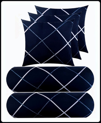 JAYOG ENTERPRISE Microfibre Geometric Bolster Pack of 5(Blue)