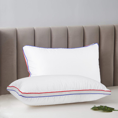 Papaya Microfibre Sleeping Pillow Pack of 2 Solid Premium Cotton Pillow – 400 TC Fabric, Microfiber Fill(White, Red and Blue)