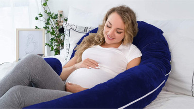 Mojo Microfibre Solid Pregnancy Pillow Pack of 1(Blue)