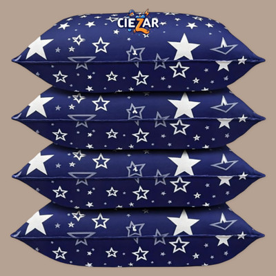 CIEZAR Luxury Polyester Fibre Abstract Sleeping Pillow Pack of 4(Blue)