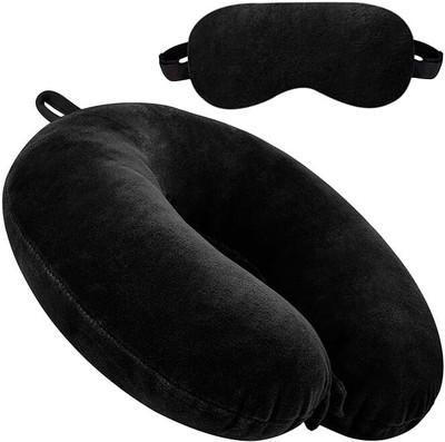 JSR Fashion Polyester Fibre Abstract Travel Pillow Pack of 1(Black)
