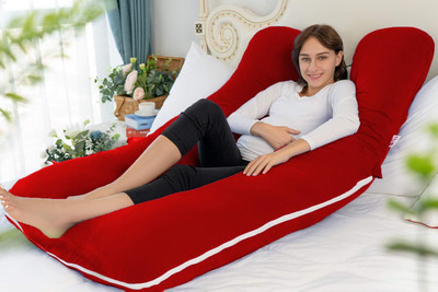 garps U shape Polyester Fibre Solid Sleeping Pillow Pack of 1(Red)