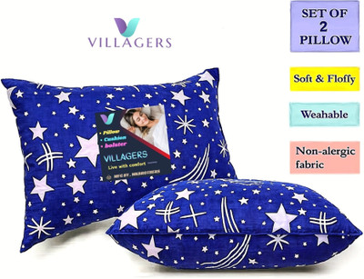 Tecsun LUXURY Polyester Fibre Abstract Sleeping Pillow Pack of 2(Blue)