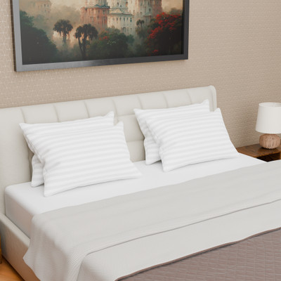 KUBER INDUSTRIES Microfibre Stripes Sleeping Pillow Pack of 4(White)