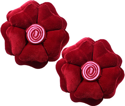 KUBER INDUSTRIES Microfibre Floral Cushion Pack of 2(Red)