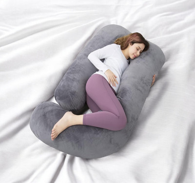THUKRAN Polyester Fibre Solid Pregnancy Pillow Pack of 1(Grey)