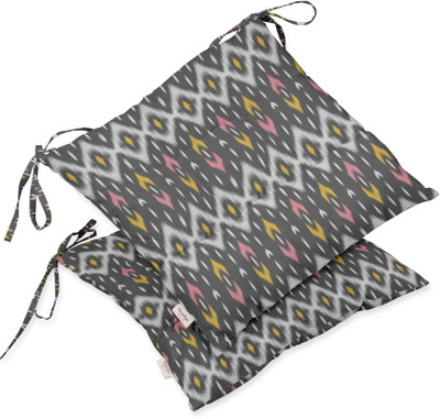 Vargottam Polyester Fibre Geometric Chair Pad Pack of 2(Gray)