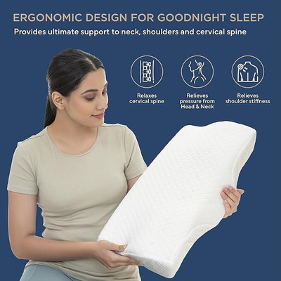 manshav Home Furnishing Memory Foam Solid Orthopaedic Pillow Pack of 1(White)