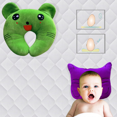 Found Fit Mustard Seeds Solid Baby Pillow Pack of 2(Green & Purple)
