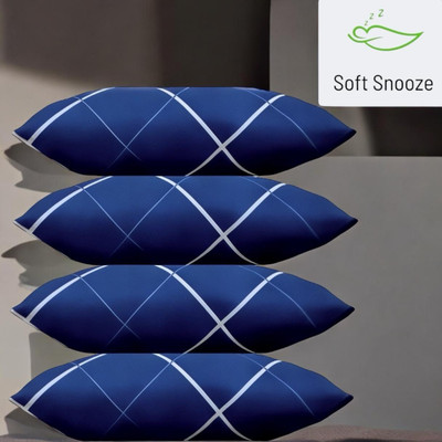 SOFT SNOOZE Soft Luxury Microfibre Abstract Sleeping Pillow Pack of 4(Blue)