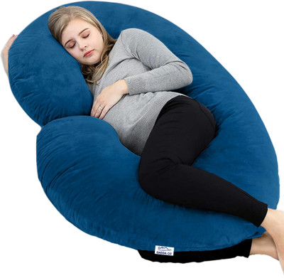 GADDA CO Microfibre Pregnancy Pillow Pack of 1 Solid C Shape Full Body Support Maternity Pillow For Pregnant Women(Navy Blue)