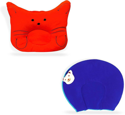 HouseOfCommon Mustard Seeds Baby Pillow Pack of 2 Solid(Orange & Blue)