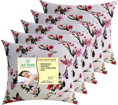 ACTOS Microfibre Floral Cushion Pack of 5(White)