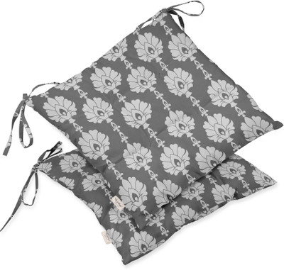 Vargottam Polyester Fibre Motifs Chair Pad Pack of 2(Gray)