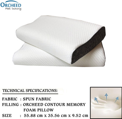 ORCHEED Memory Foam Solid Orthopaedic Pillow Pack of 2(White)