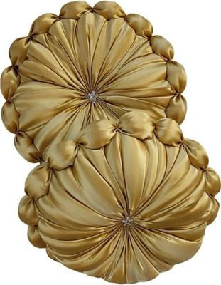 GTX Microfibre Floor Cushion Pack of 2 Solid Premium cushion set(Golden)