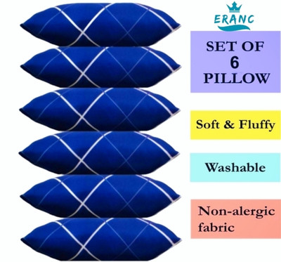 ERANC Polyester Fibre Solid Sleeping Pillow Pack of 6(Blue)