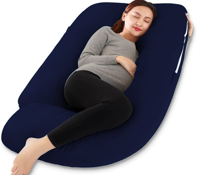 Daddy Cool Premium Lyte G Shaped Cotton Microfibre Solid Pregnancy Pillow Pack of 1(Dark Blue)