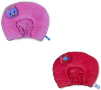 IMPHI Memory Foam Animals Baby Pillow Pack of 2(Pink,Red)