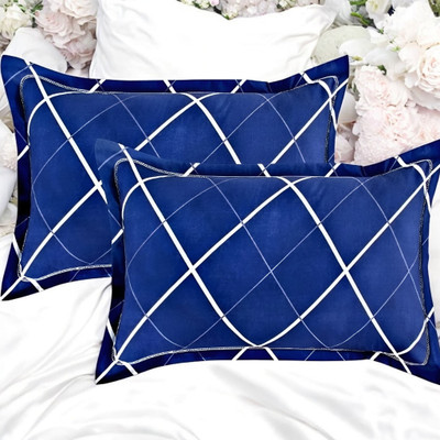 Cozy Palace Microfibre Solid Sleeping Pillow Pack of 2(Blue)