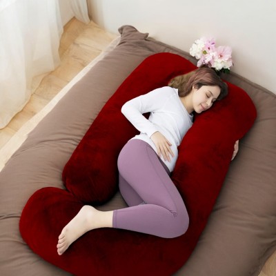 THUKRAN Polyester Fibre Solid Pregnancy Pillow Pack of 1(Maroon)